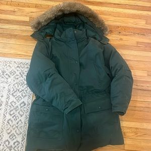 Vintage L.L. Bean Ladies Goose Down Parka w/ Removable Fur Trimmed Hood